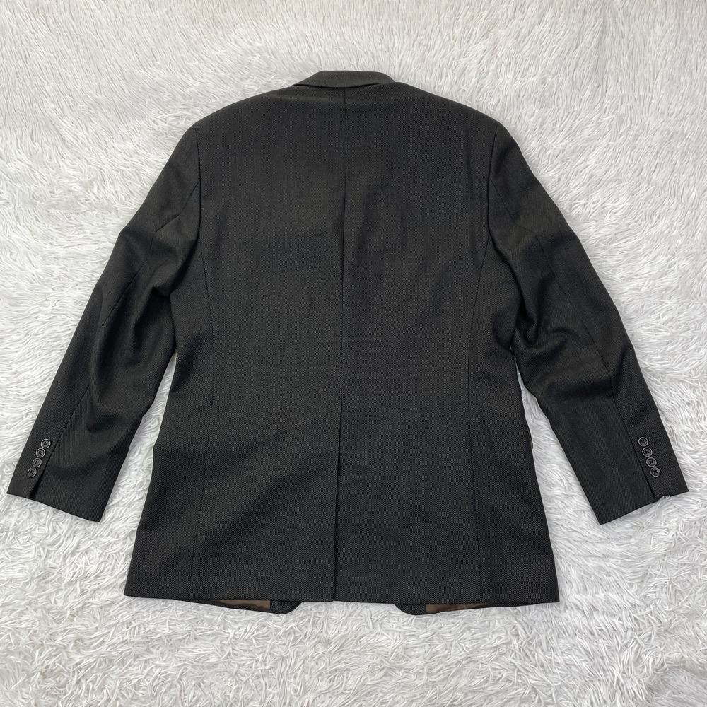 VTG Chaps Ralph Lauren Jacket Mens 42 Tall Brown Houndstooth Wool 3 Button‎ Coat - Picture 5 of 16